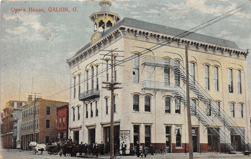 F9/ Galion Ohio Postcard 1910 Opera House Building