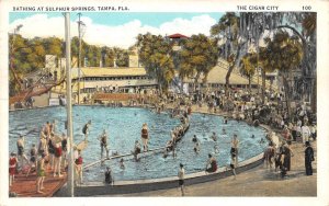 Tampa, Florida FL   BATHING AT SULPHUR SPRINGS Swimming Pool  1942pm  Postcard