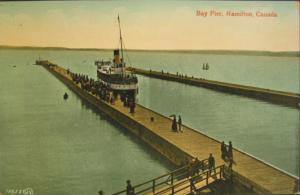 Bay Pier Hamilton Canada c1910 Postcard