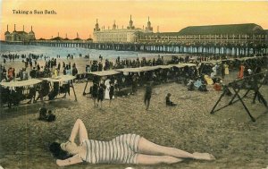 C-1910 Beach Bathing Woman Taking a sun bath PCD Co Postcard 22-1128