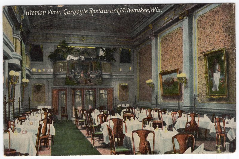 Milwaukee, Wis., Interior View, Gargoyle Restaurant