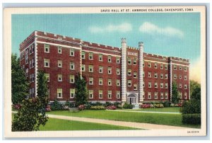 c1940 Davis Hall St Ambrose College Building Davenport Iowa IA Vintage Postcard 