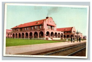 Vintage 1920's Postcard Hotel Castaneda & Train Tracks Las Vegas New Mexico