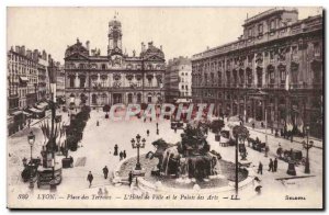 Old Postcard Lyon Place Des Terraux L & # City 39hotel and the Palace of Arts