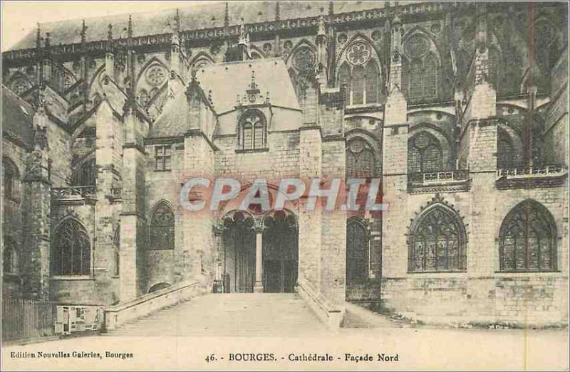 Old Postcard Bourges Cathedral Facade North