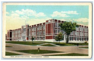 c1920's New Junior High School Building Exterior Independence Kansas KS Postcard