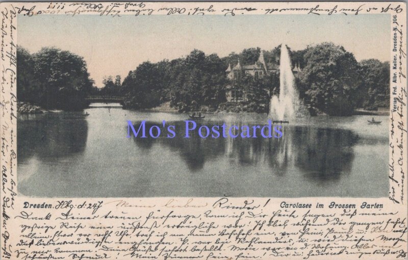 Germany Postcard - Dresden, Carolasee im Grossen Garten. Posted 1903 - DC2064