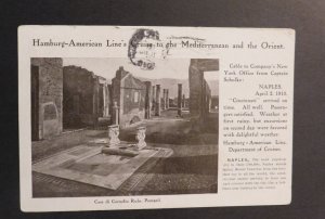 1910 Ship Postcard Cover From New York NY to Providence RI Pompeii