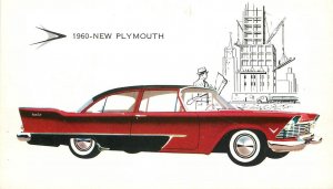 Postcard 1960 Plymouth auto Dealer advertising artist impression 23-3590