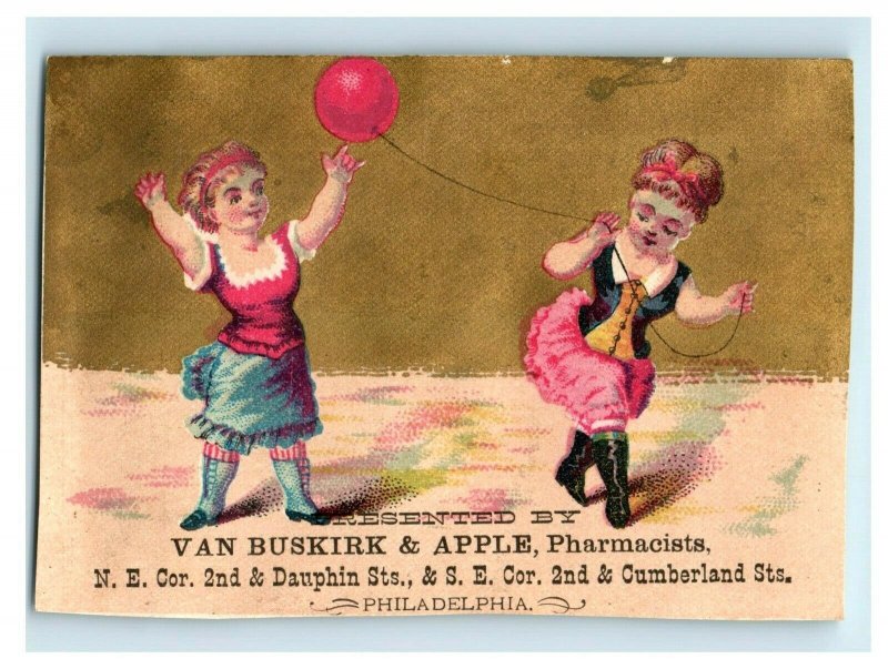 1870s-80s Van Buskirk & Apple Pharmacists Flag Children Cherub Lot Of 4 P209