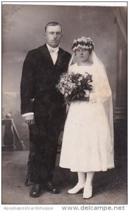 Romantic Couple In Wedding Attire Real Photo