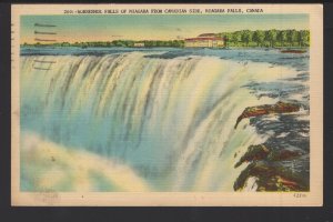 New York NIAGARA FALLS Horseshoe Falls from Canadian Side pm1947 ~ LINEN