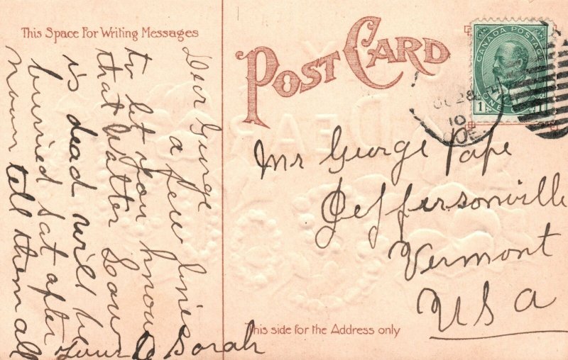 Vintage Postcard 1910's To My Dear Cousin Letter To A Relative Remembrance