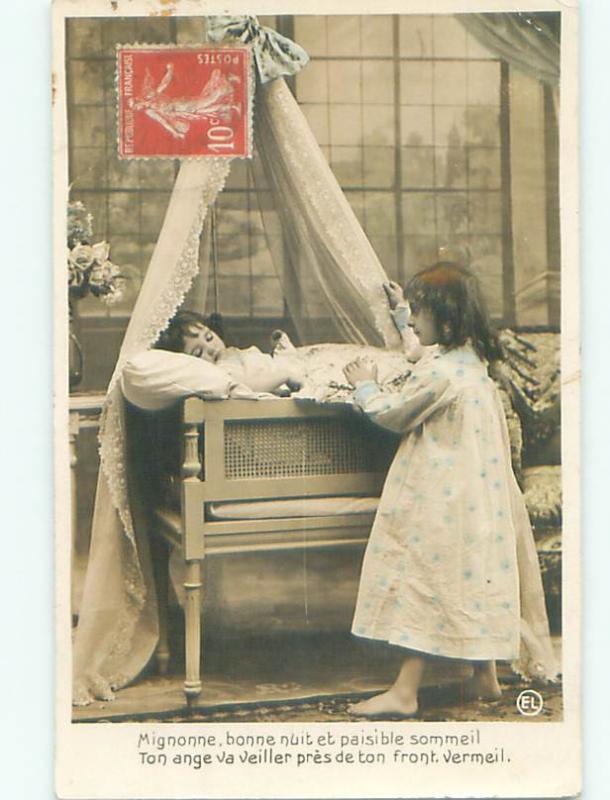 tinted rppc c1910 CHILD SLEEPING AC9031