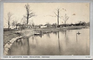 View of Lake in Lafayette Park, Princeton IN Vintage Postcard V58