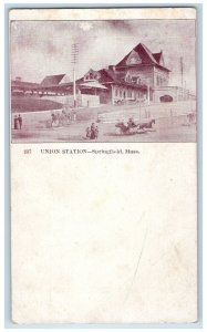 c1905 Union Station Depot Springfield Massachusetts MA Antique Unposted Postcard