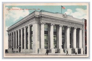 Postcard First National Bank Kansas City Mo. Missouri c1916 Postmark