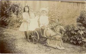 Australian Real Photo Postcard c.1906 Children with wooden 