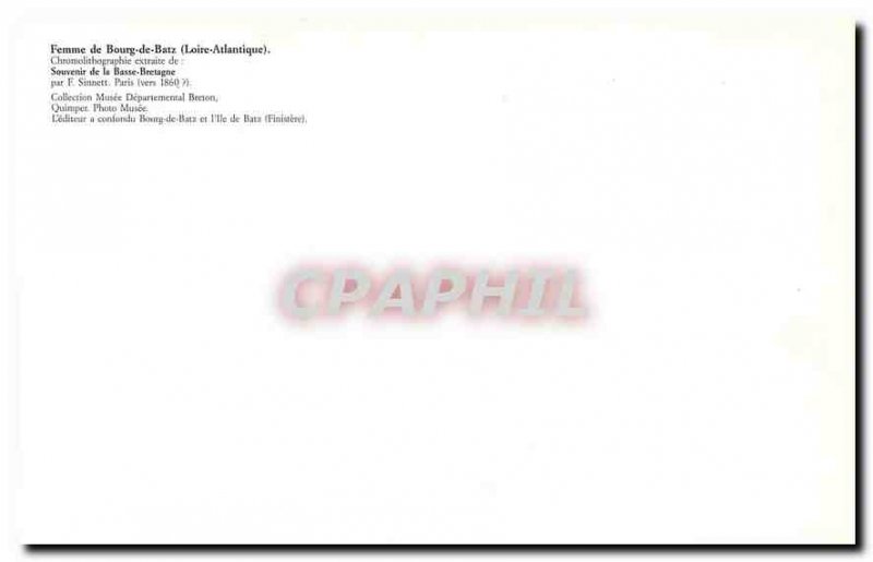 Postcard Modern Woman of Bourg de Batz Loire Atlantique Remembrance Lower Bri...