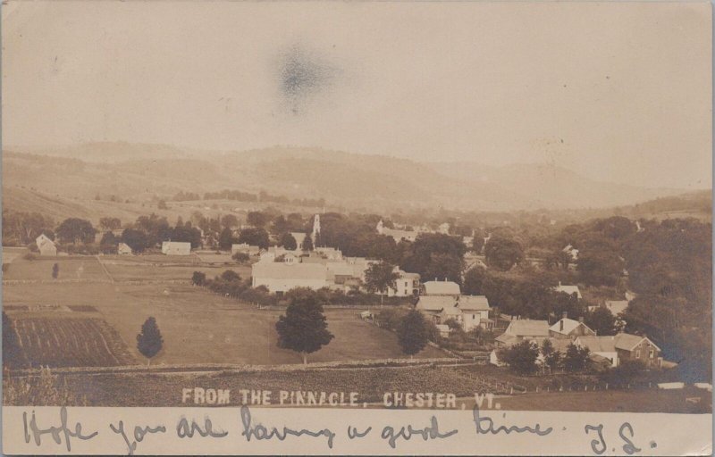 RPPC Postcard From the Pinnacle Chester VT Vermont