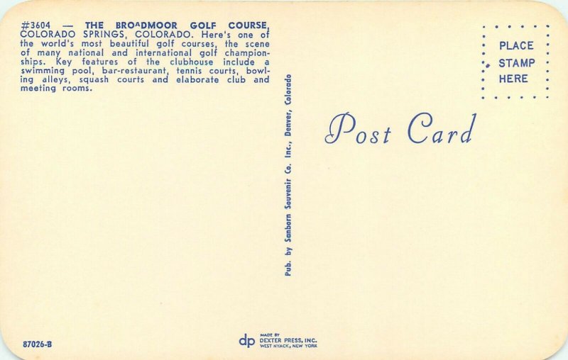 Boadmoor Golf Course Colorado Springs CO Postcard