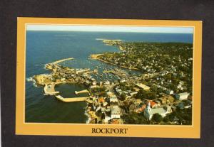 MA Aerial Congregational Church Mass Rockport Harbor Massachusetts Postcard