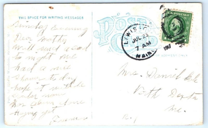 SABATTUS, Maine ME ~ HIGH SCHOOL 1917 Androscoggin County  Postcard