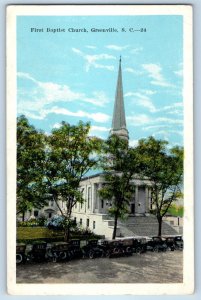 1920 Greenville South Carolina Postcard First Baptist Church Building Unposted