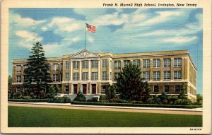 Vtg Irvington New Jersey NJ Frank Morrell High School 1940s Linen Postcard