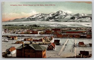 Livingston MT Montana Winter Scene And Mt Baldy 1910 Postcard H43