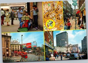 Postcard UK ENG  London Multiview Coke double decker bus fuji film map