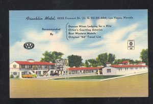 LAS VEGAS NEVADA FRANKLIN MOTEL VINTAGE LINEN ADVERTISING POSTCARD