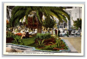 Vintage 1920s Postcard Concert Hour Ponce De Leon Hotel St. Augustine, Florida