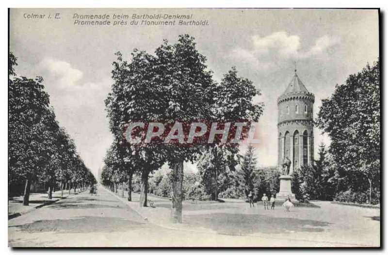 Old Postcard Colmar I E Promenade Monument near Bartholdi