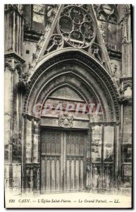 Old Postcard Caen Eglise Saint Pierre Portal