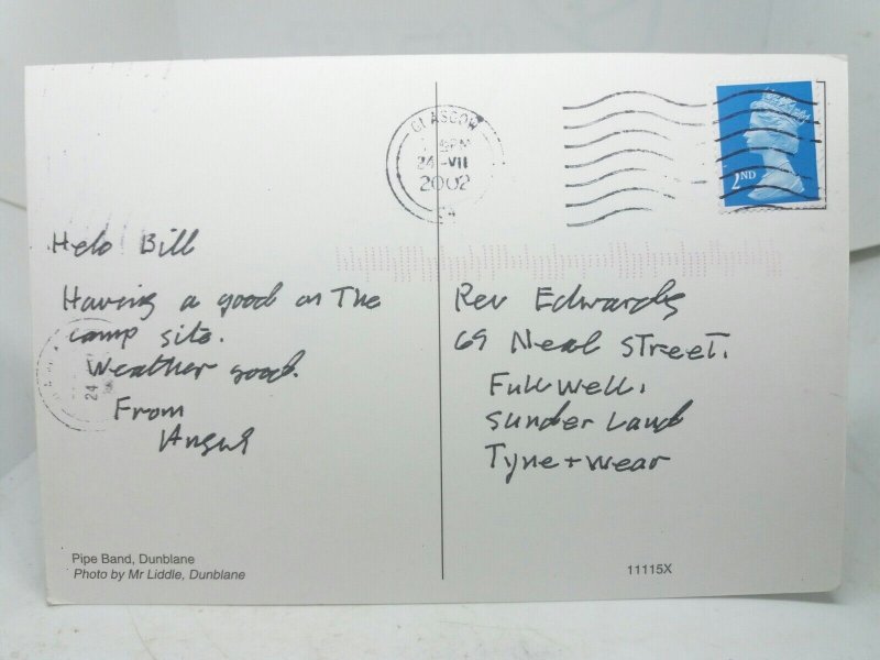 Marching Scottish Pipe Band Dunblane Scotland Vintage Postcard 2002