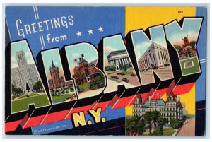 c1940's Greetings from Albany New York NY Large Letter Multiview Postcard 