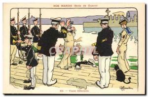 Our Marins- Serie A War- Official Visit cat-boat-Postcard Old Illustrator Ger...
