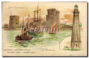 Old Postcard Fancy transparent map La Rochelle Biscuits Lefevre Utile Grand P...