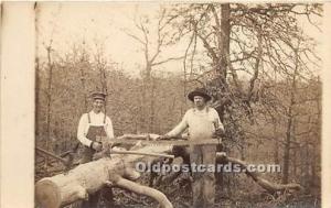 Real Photo Occupation and People Working Cutting Wood Unused