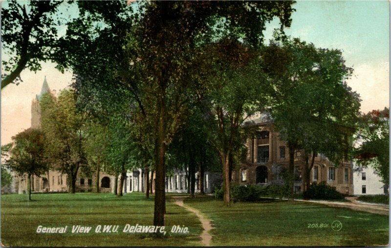 Postcard OH Delaware General View Ohio Wesleyan University 1909 S3
