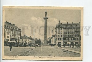 460450 NORWAY Trondheim Olav Tryggvason statue shops outdoor advertising Vintage