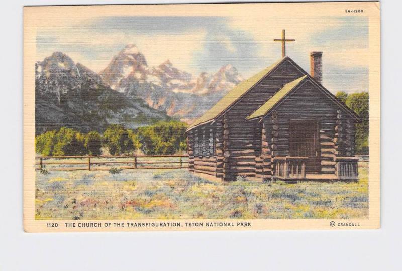 VINTAGE POSTCARD NATIONAL STATE PARK GRAND TETON CHURCH OF THE TRANSFIGURATION