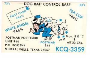 Bog Bait, Postman Delivering US Mail, Humour, Mineral Wells, Texas, QSL Postcard