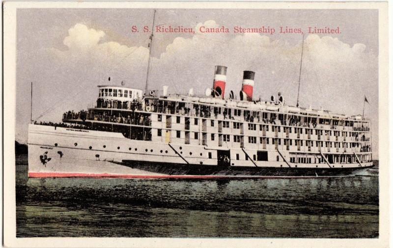 Old SS RICHELIEU Canada Steamship Lines Limited Boat Ship Postcard