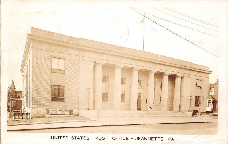 Jeannette Pennsylvania~US Post Office~Mailbox~1936 Real Photo Postcard~RPPC 