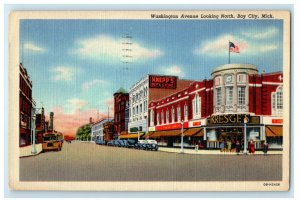 1949 Washington Avenue Looking North, Bay City Michigan MI Posted Postcard