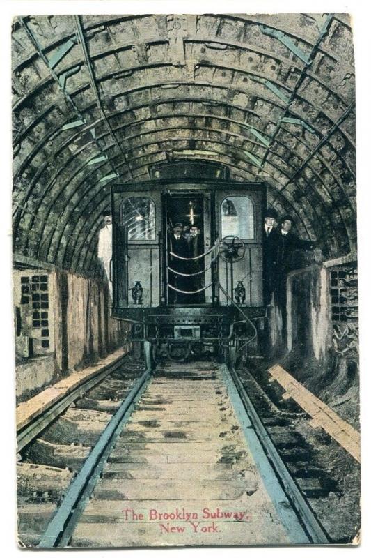 Brooklyn Subway Train Railroad Tunnel New York City NY 1913 postcard