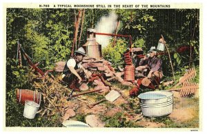 Aerial View Postcard A Typical Moonshine Still in the Heart of the Mountains