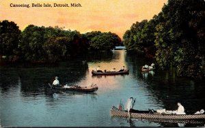 Michigan Detroit Belle Isle Canoeing 1913 Curteich